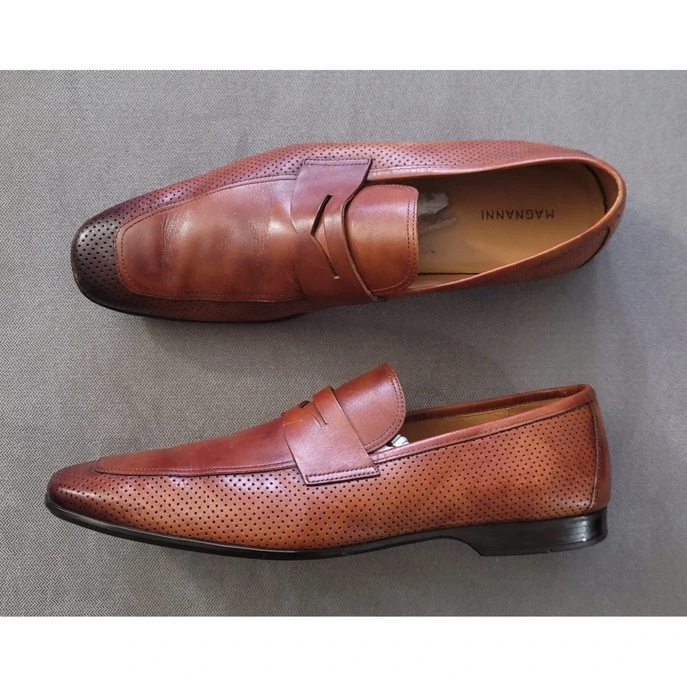 Magnanni Men's Congac Slip On‎ Loafers Made In Portugal Size 10.5 M 23159